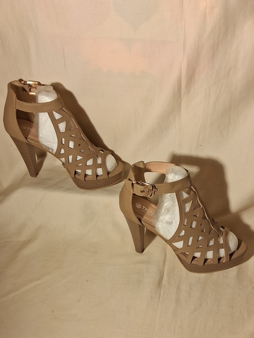 Trends Women's Taupe Cut OUT High Heel Sandals